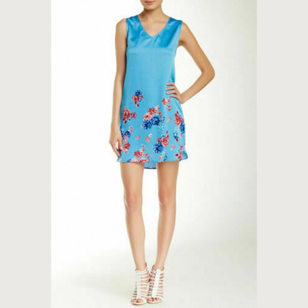 WAYF Designer Floral Blue Summer Womens Dress
